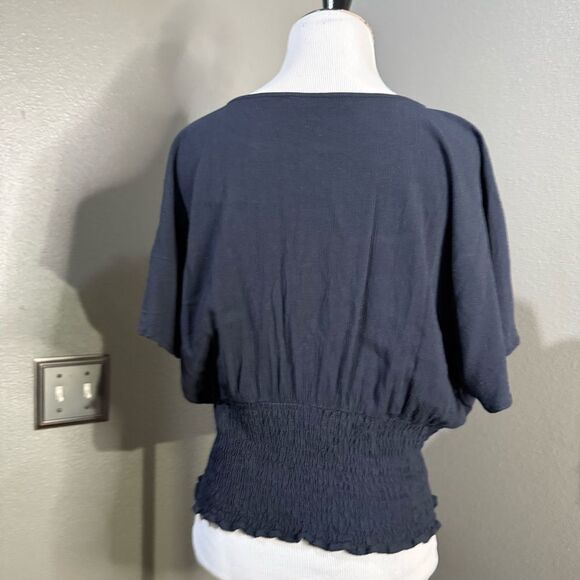 Abercrombie & Fitch Black Buttoned Smocked Blouse - Picture 6 of 9